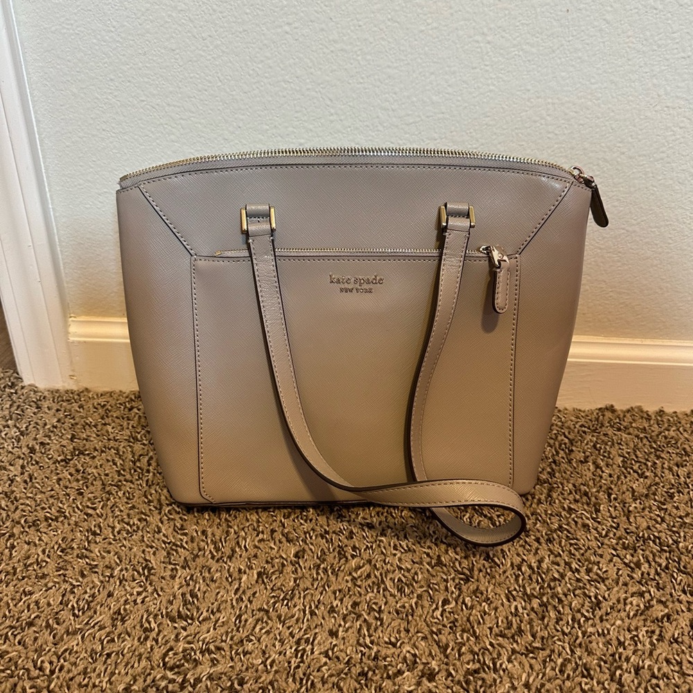 Kate Spade Gray Leather Tote Bag